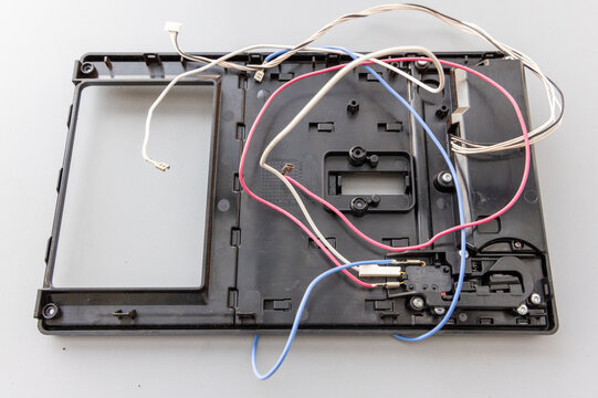 Internal Wiring and Plastic Chassis of an Electronic Device