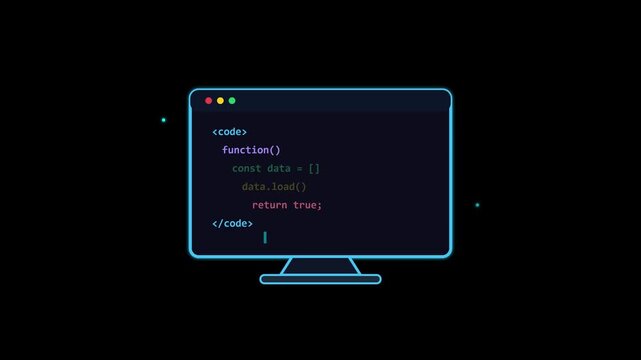 Animated Programming Code Monitor Screen Line Icon