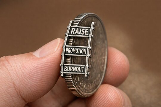 A person holding a coin with the word 'raise' written on it, great for motivational or inspirational themes