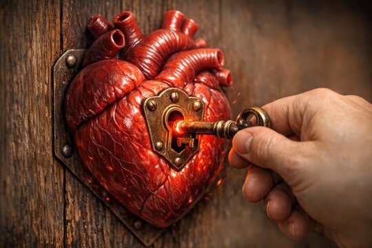 A person holds the key to their heart, symbolizing love and connection