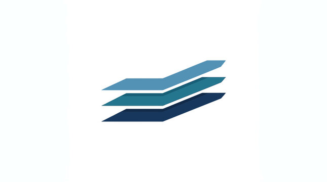 Abstract blue slanted parallel bars corporate logo.