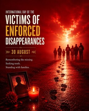 International day of the victims of enforced disappearances conceptual red