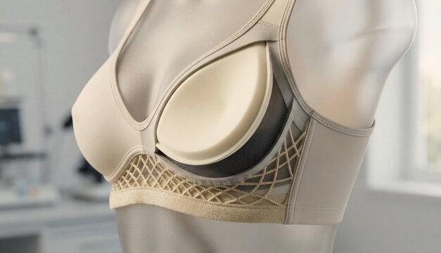 Comfort bra cutaway with memory-foam cups, flexible underband lattice, breathable layers, and smooth stitching