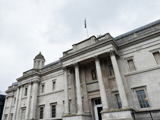Fototapeta premium Historic neoclassical museum facade with tall columns at the National Gallery, London, UK