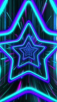 Animation of neon blue trails falling over stars