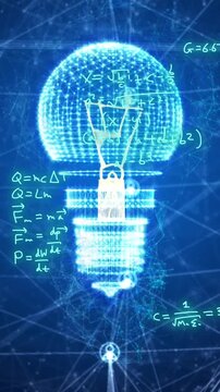 Animation of light bulb and data processing network of connections