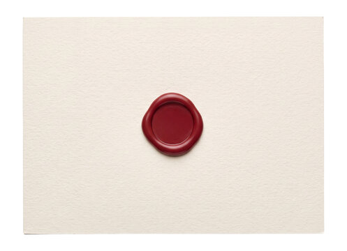 blank postcard with a sealing wax drop, detailed single object, isolated on transparent background