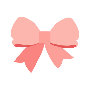 Pink bow vector illustration isolated on a transparent background.,cute bow with ribbon