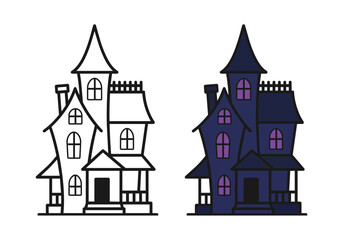 Fototapeta premium Spooky haunted house mansion building architecture halloween with building, architecture halloween