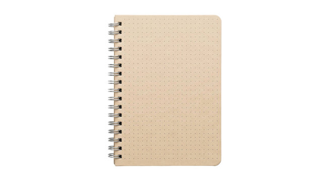 Minimalist kraft paper dot grid notebook with silver spiral binding