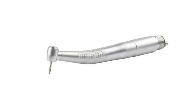 Steel dental handpiece drill tool with silver texture for professional oral surgery clinics.
