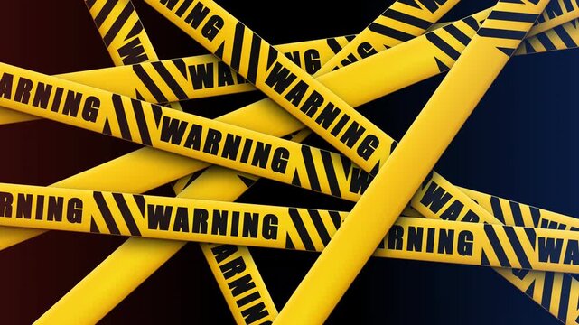 Yellow Warning Caution Tape Strips Crossing Over A Dark Background Surface Signifying Restricted Access And Hazard Awareness
