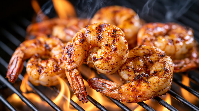Grilled shrimp shells glistening with oi 4