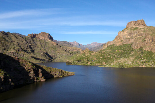 Paisaje de la Presa de Soria en la isla de Gran Canaria, Espa&ntilde;a