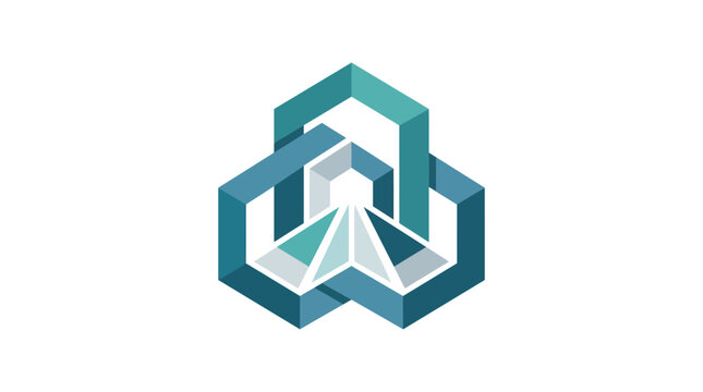 Interlocking geometric teal hexagon knot logo design