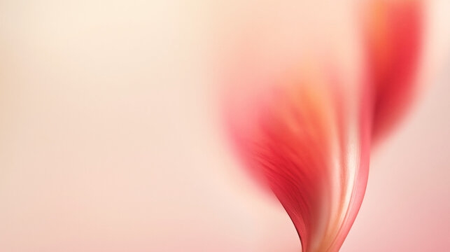 A soft red and coral gradient forms a delicate, floral-inspired abstract shape. Smooth blur and analog grain create a minimal, elegant background for type.