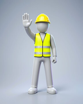 Attention Hand Signal &ndash; Workplace Safety and Hazard Warning Concept
