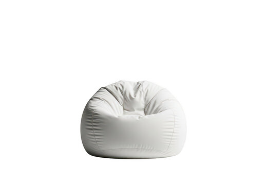 Comfortable white bean bag chair for modern home furniture isolated on transparent background