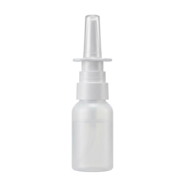 Plastic nasal spray bottle dispenser on transparent background