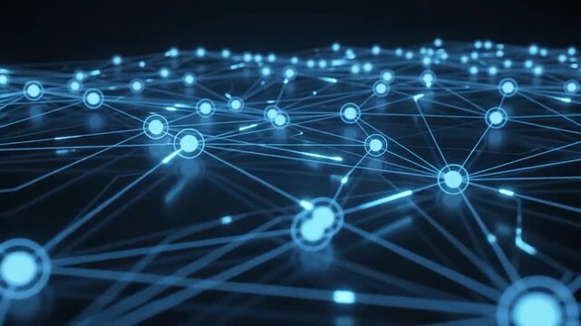 Abstract futuristic blue circuit network pattern