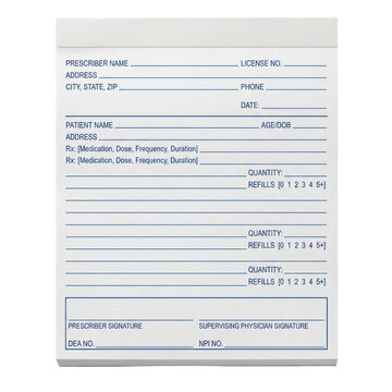Blank medical doctor prescription notepad paper pad