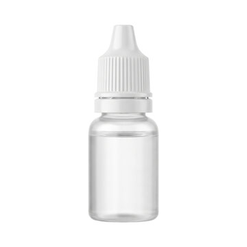 Clear plastic eye drops liquid bottle on transparent background