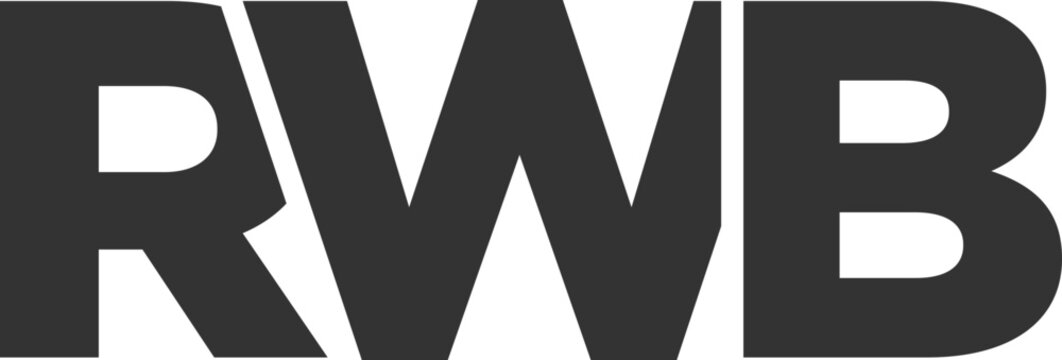 RWB logo design template with strong and modern bold text. Initial based vector logotype featuring simple and minimal typography. Trendy company identity.