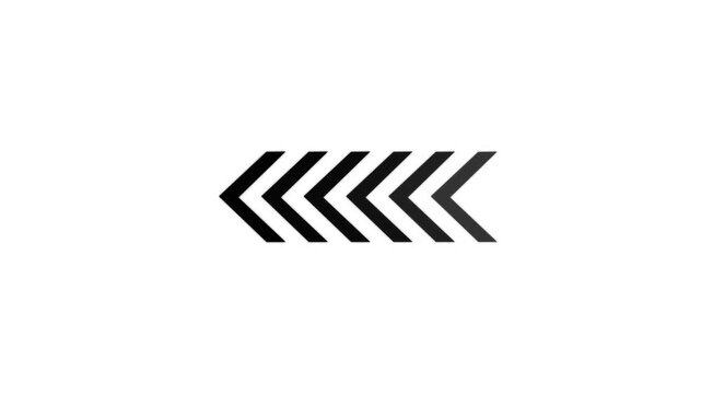  arrow left black and white background dir arrow icon animation. arrow looping animation left direction concept. Abstract directional arrow icon animation. arrow looping animation left