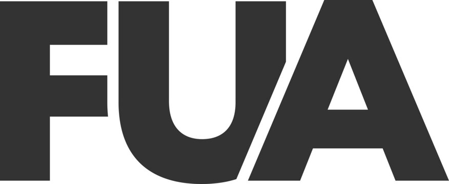 FUA logo design template with strong and modern bold text. Initial based vector logotype featuring simple and minimal typography. Trendy company identity.