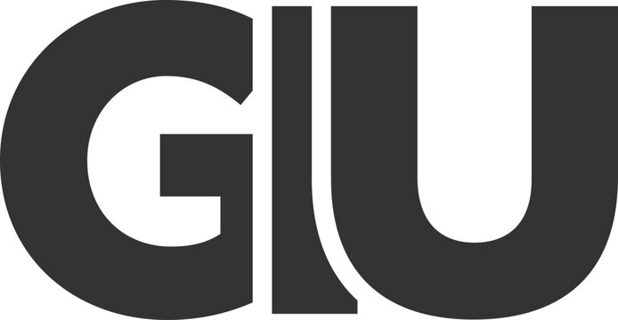 GIU logo design template with strong and modern bold text. Initial based vector logotype featuring simple and minimal typography. Trendy company identity.