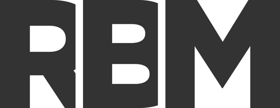 RBM logo design template with strong and modern bold text. Initial based vector logotype featuring simple and minimal typography. Trendy company identity.
