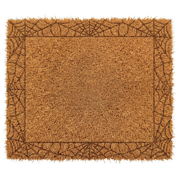 Spiderweb coir doormat for Halloween on transparent background