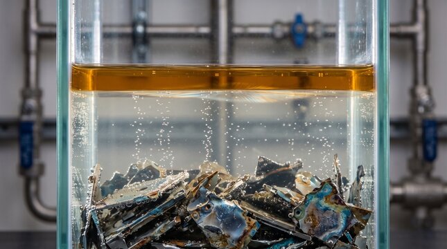 Fragmentos de disco duro en lixiviaci&oacute;n &aacute;cida industrial
