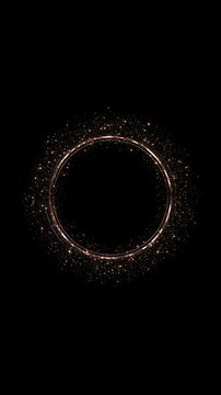 gold rings form elegant circular frame by glitter wedding invitations, luxury branding, beauty advertising, anniversary titles, intros, product reveals, premium events, and graceful transitions.