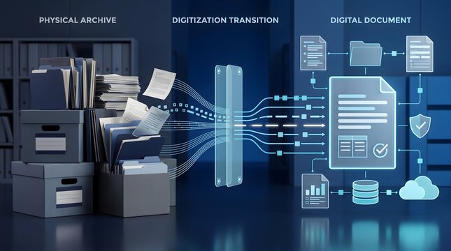 Physical archive to digital document conversion process