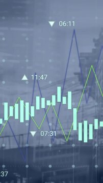 Animation of statistical data processing against view of construction site