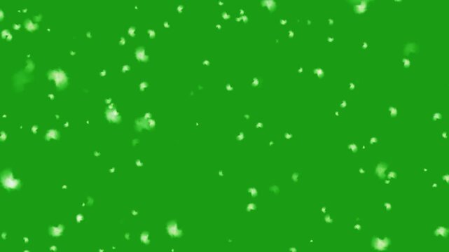 Realistic Falling Snow Particles Isolated on Bright Green Screen
