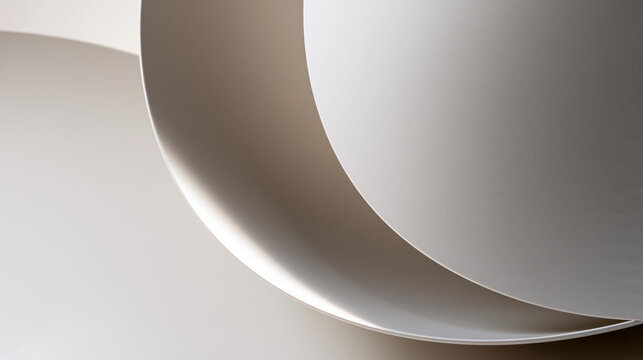 Minimalist grayscale abstract composition with curved geometric layers
