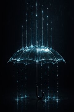 Protective umbrella symbolizes security within a hostile virtual environment