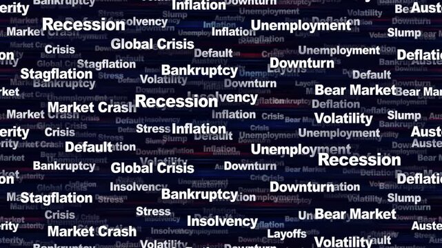 RECESSION Seamless Endless Keywords Animation, Background, Loop
