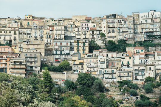 sicilian houses of Centuripe town, Italy