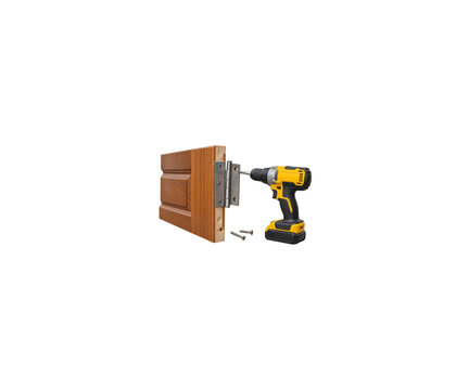 Installing a Door Hinge on Wooden Door with Cordless Drill