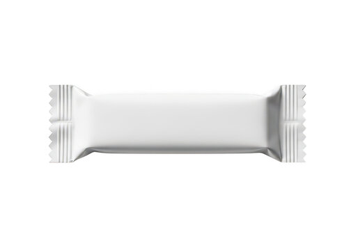Blank white candy bar wrapper for food packaging design isolated on transparent background