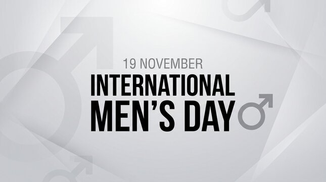 Minimalist design for international mens day on november 19th with subtle male gender symbols and abstract background.