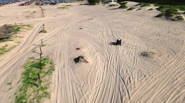 ATV Off-Road Adventure Through Golden Sand Dunes at Sunset - Tamaulipas Coastal Landscape