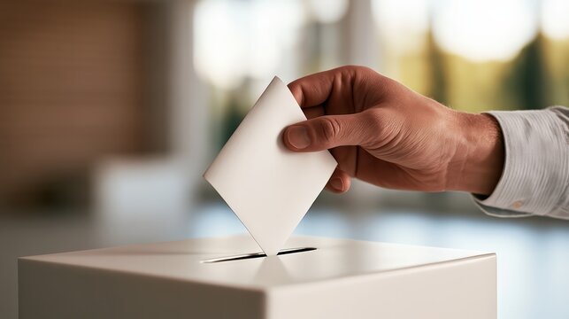 Hand Dropping a Ballot Into a Voting Box for Elections and Democracy