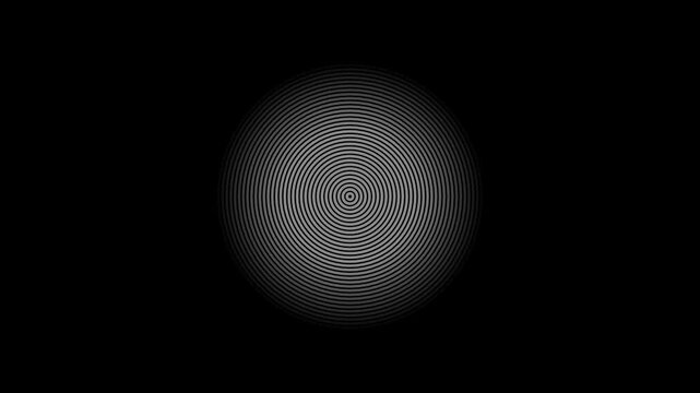 Dense array of thin concentric circles creating high frequency optical pattern on black background complex monochromatic graphic featuring closely packed rings creating illusion effects