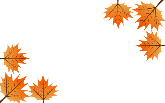 Autumn Maple Leaves Corner Border Frame Vector Illustration PNG