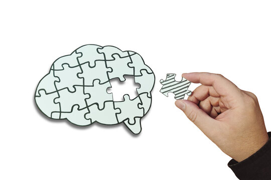 Mental health concept. Brain Puzzle with Missing Piece.