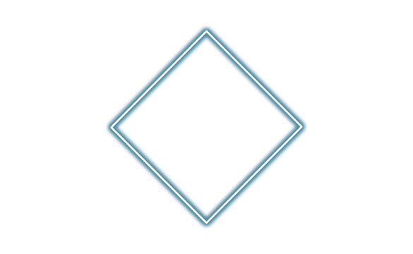 Neon diamond frame isolated on transparent background